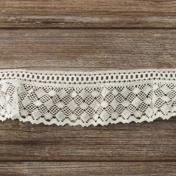 Мерсеризованное хлопковое кружево, 80 мм, цвет белый. Арт 2217/01