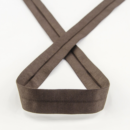 Косая бейка хлопок, 20 мм, 20 м, цвет 17, коричневый темный. Арт 6598-20мм-17