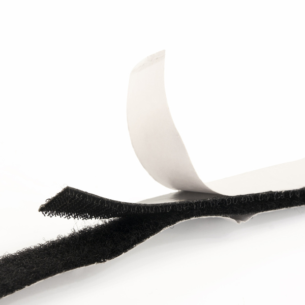 Липучка велюр-петельная самоклеющаяся, 2 части, ширина 20 мм, цвет черный, рулон 10 м. Арт N4320/BLAC