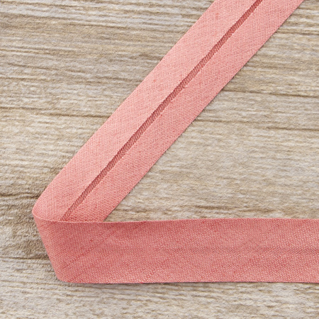 Косая бейка хлопок/лён, 20 мм, 20 м, цвет 36, клубничный мусс. Арт 6602-20мм-36