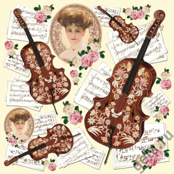 Салфетка рисовая "Леди и скрипки". Арт DFT193                  