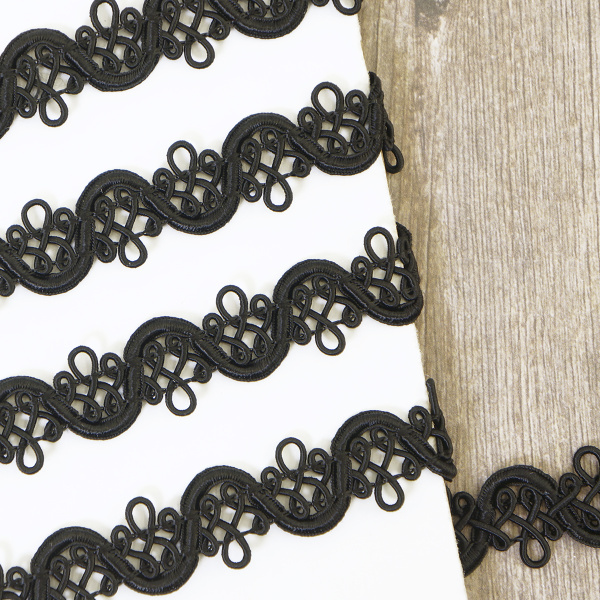 Тесьма PEGA тип интерьерная, цвет черный, 13 мм. Арт 844111415A7001          