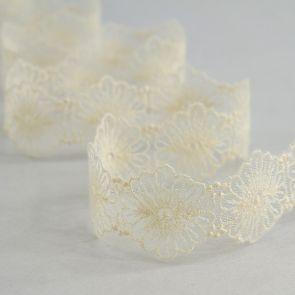 Кружево-вышивка на тюле, 17 мм, 14,60 м. Арт 41689/02