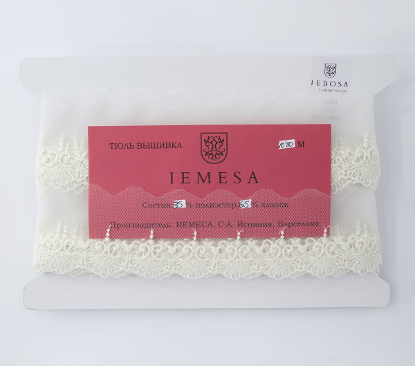 Кружево-вышивка на тюле, 32 мм, 13,50 м. Арт 41690/01