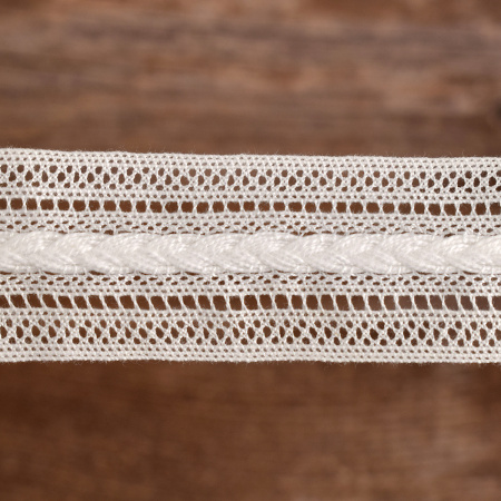Мерсеризованное хлопковое кружево, 26 мм, цвет белый. Арт 2178/01