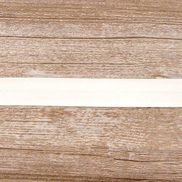 Косая бейка хлопок, 20 мм, 25 м, цвет 02, цвет белый. Арт 6600-20мм-02