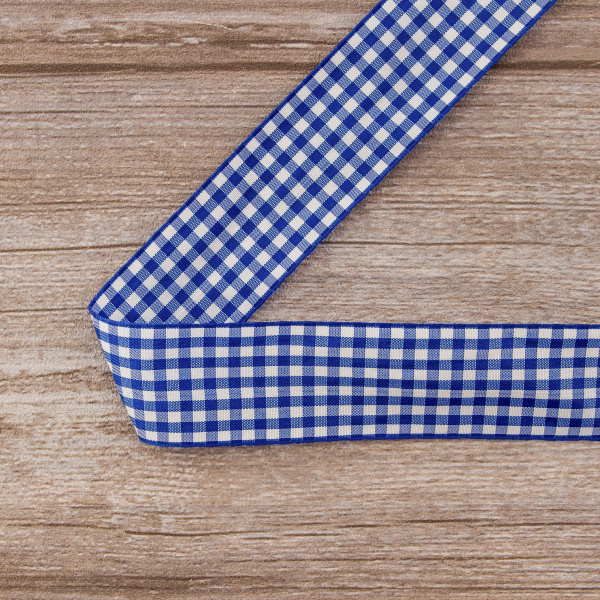 Лента с рисунком клетка SAFISA, 40 мм, 25 м, цвет 13, синий. Арт 469-40мм-13             