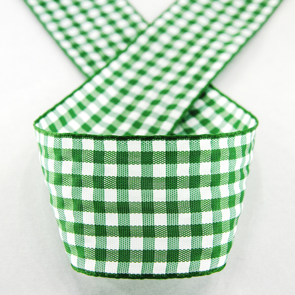 Лента с рисунком клетка SAFISA, 40 мм, 25 м, цвет 25, зеленый. Арт 469-40мм-25             