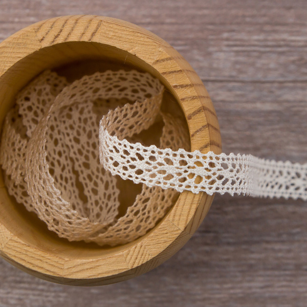 Мерсеризованное хлопковое кружево, 16 мм, шампань. Арт 2097/72