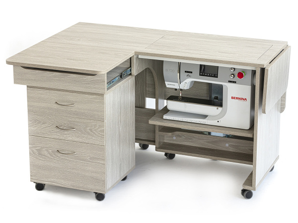 Стол раскладной для швейной машины с раскройным местом QUILTERS VISION, серый дуб. Арт TLM.Q-G001T