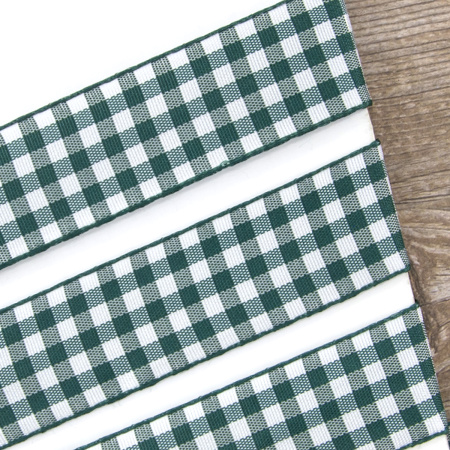 Лента с рисунком клетка SAFISA, 25 мм, 25 м, цвет 43, темно-зеленый. Арт 469-25мм-43             