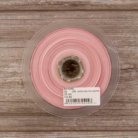 Косая бейка атласная 30 мм, 25 м, цвет 52, цвет дымчатой розы. Арт 6260-30мм-52            