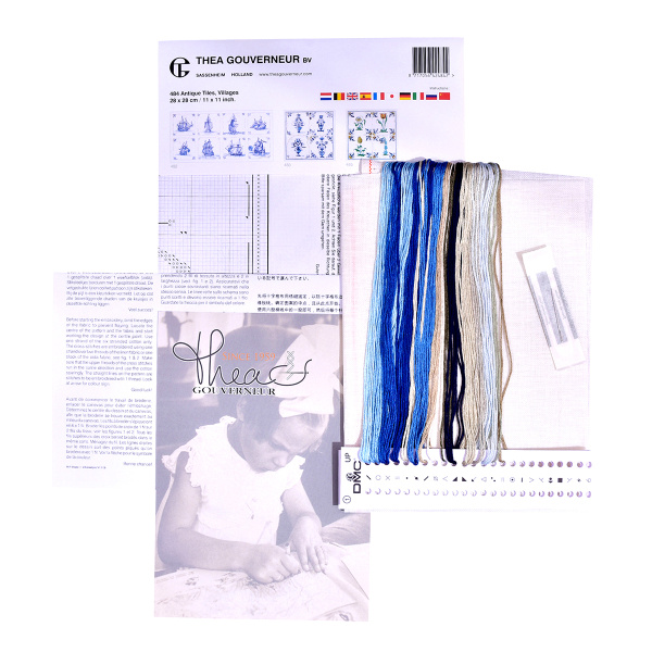 Набор для вышивания "Старинная плитка, деревни", канва лён 36 ct. Арт 484                     