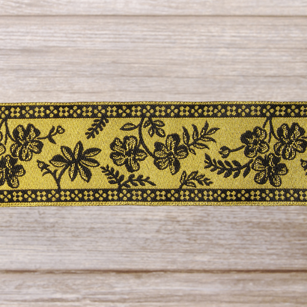 Лента жаккард с люрексом SAFISA, 50 мм, 15 м, цвет 01. Арт 9089-50мм-01            