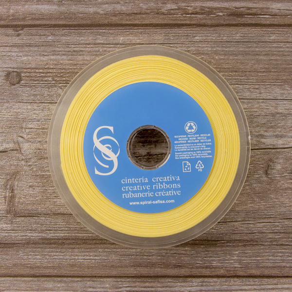 Косая бейка атласная 20 мм, 25 м, цвет 09, светло-желтый. Арт 6260-20мм-09            