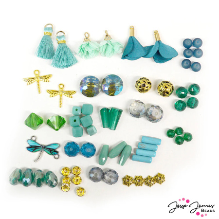 Набор бусин и шармов "Swiss Chard" из стекла и металла разных форм и размеров. Арт MARMIX-14