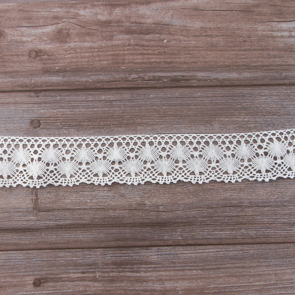 Мерсеризованное хлопковое кружево, 60 мм, цвет белый. Арт 3610/01