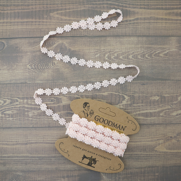 Кружево гипюр, 18 мм, цвет розовый, 100% полиэстер, 4,5 м. Арт 4GB762.308