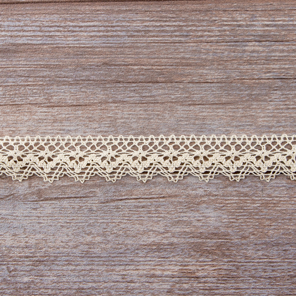 Мерсеризованное хлопковое кружево, 25 мм, цвет сливочный. Арт 3207/02                 