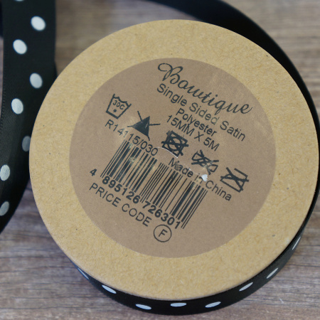 Лента атласная на картонной мини-катушке "Горошек". Арт R14115/030