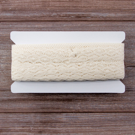 Мерсеризованное хлопковое кружево, 30 мм, цвет экрю. Арт 2227/72