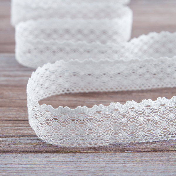 Мерсеризованное хлопковое кружево, 30 мм, цвет белый. Арт 2021/01