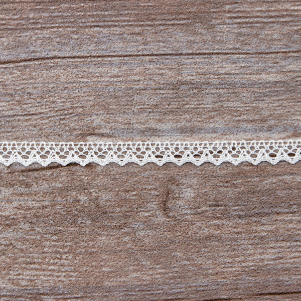 Мерсеризованное хлопковое кружево, 8 мм, цвет белый. Арт 2062/01