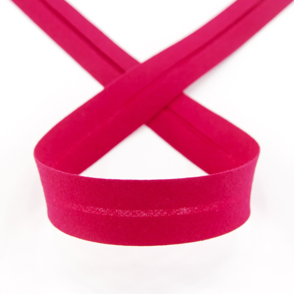 Косая бейка хлопок, 20 мм, 25 м, цвет 20, цвет розовый-темный. Арт 6600-20мм-20