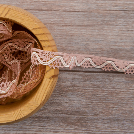Мерсеризованное хлопковое кружево, 9 мм, розовый. Арт 2167/W4