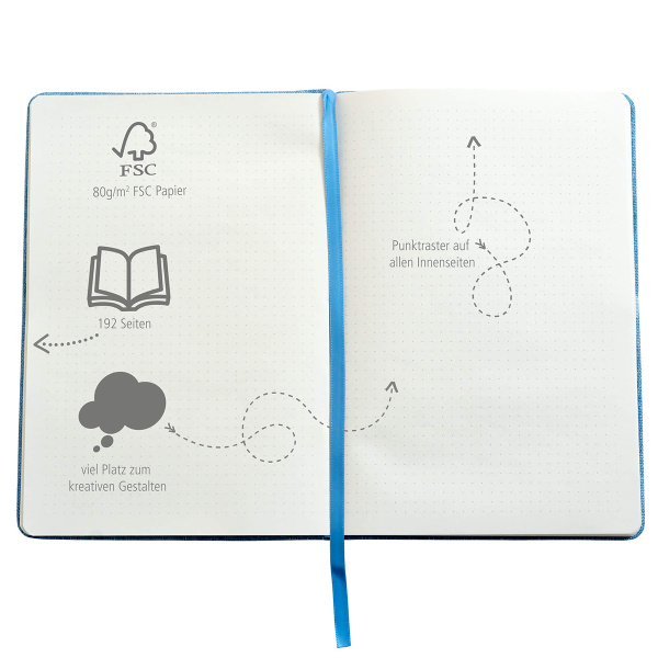 Скетчбук "Bullet Journal" с разметкой, размер А5, 96 листов, 80г/м2, обложка с голубой текстурой. Арт 04071/6