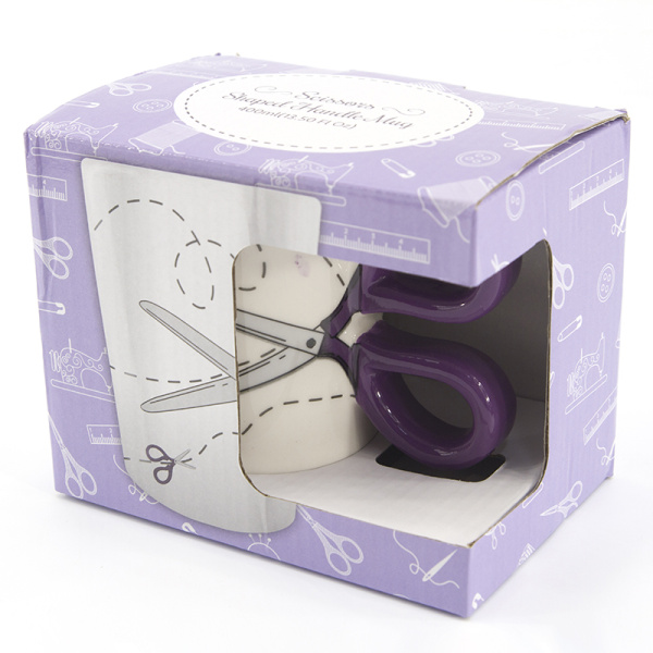 Кружка с ручкой и рисунком в виде ножниц. Арт N4371.3