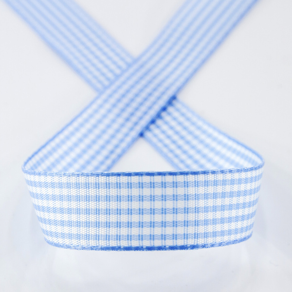 Лента с рисунком клетка SAFISA, 15 мм, 25 м, цвет 04, голубой. Арт 466-15мм-04             