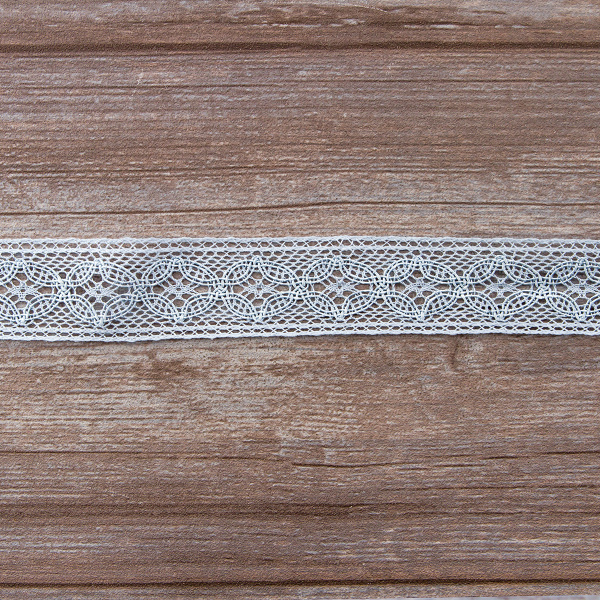 Мерсеризованное хлопковое кружево, 35 мм, цвет голубой. Арт 2223/19