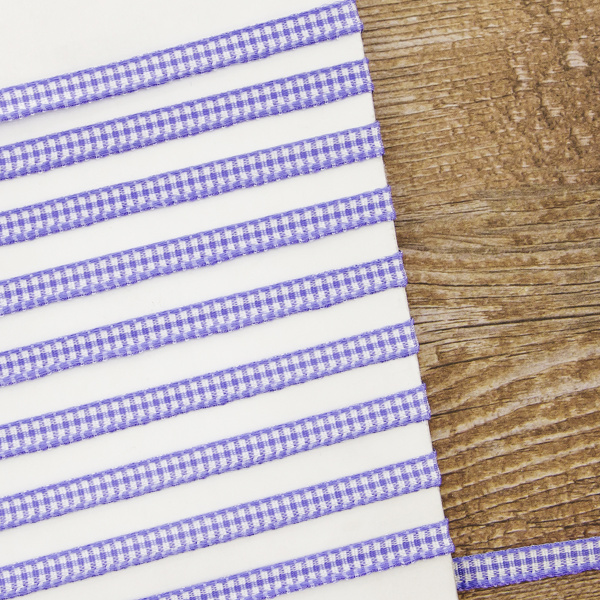 Лента с рисунком клетка SAFISA, 6 мм, 25 м, цвет 08, сиреневый. Арт 466-06мм-08             