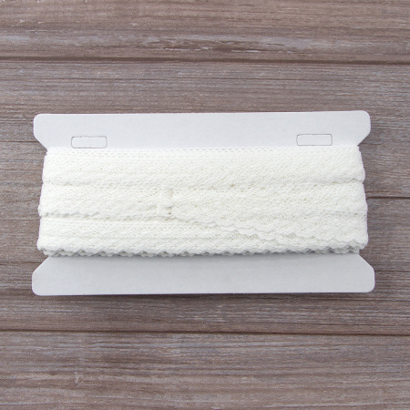 Мерсеризованное хлопковое кружево, 20 мм, цвет белый. Арт 2019/01