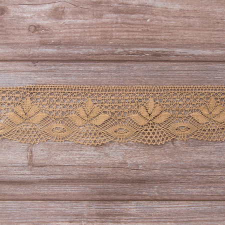 Мерсеризованное хлопковое кружево, 70 мм, цвет бежевый. Арт 3185/T3