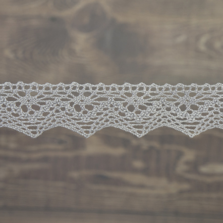 Кружево плетеное, 25 мм, цвет серый, 100% хлопок, 5 м. Арт K-5003-31