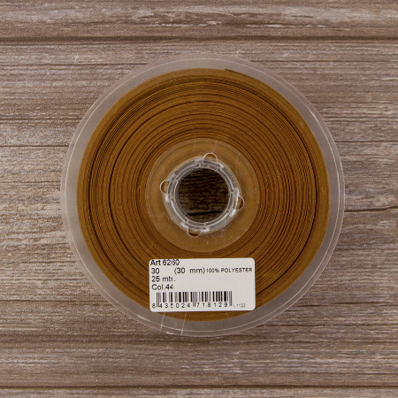 Косая бейка атласная 30 мм, 25 м, цвет 44, бронзовый. Арт 6260-30мм-44            