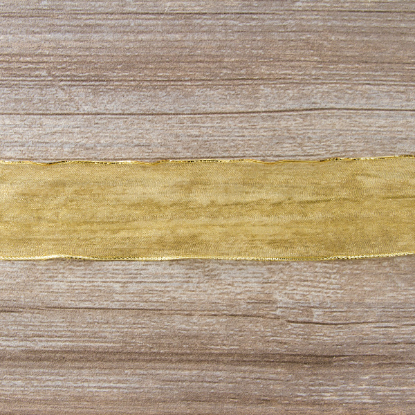 Лента органза "с памятью" SAFISA, 38 мм, 25 м цвет 54, бежево-золотистый. Арт 525-38мм-54             