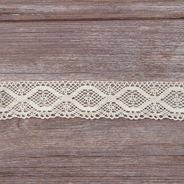 Мерсеризованное хлопковое кружево, 40 мм, цвет сливочный. Арт 1322/02                 