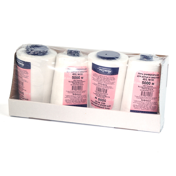 Нить универсальная  Hemline для шитья и оверлока, 5000 м. Арт N4129/OFFWHITE/G002