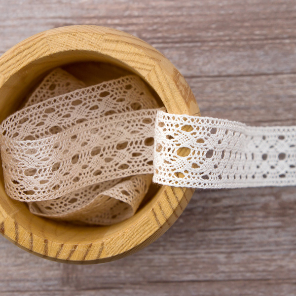 Мерсеризованное хлопковое кружево, 26 мм, белый. Арт 2131/01