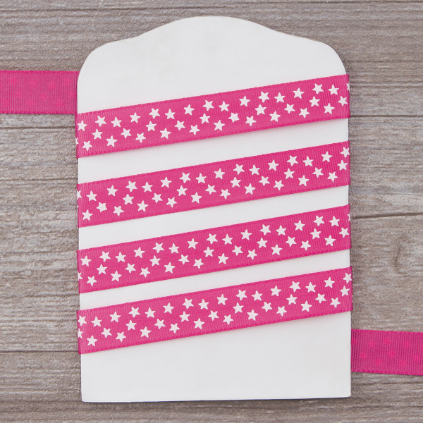 Лента репсовая SAFISA рисунок "звездочки", 15 мм, 15 м, цвет 20, малиновый. Арт 35120-15мм-20