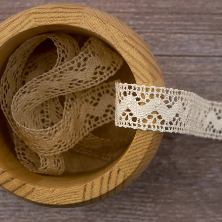Мерсеризованное хлопковое кружево, 16 мм, цвет сливочный. Арт 2066/02