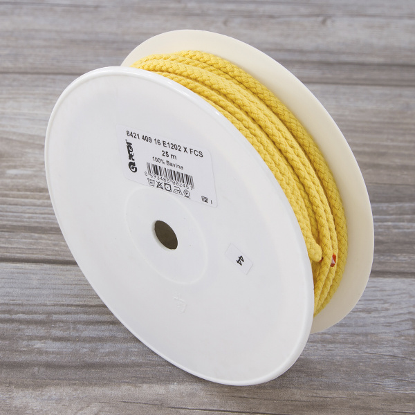 Шнур PEGA хлопковый, цвет желтый, 5,3 мм. Арт 842140916E1202          