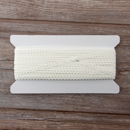 Мерсеризованное хлопковое кружево, 7 мм, цвет белый. Арт 3174/01                 