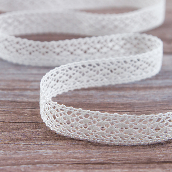 Мерсеризованное хлопковое кружево, 18 мм, белый. Арт 2098/01