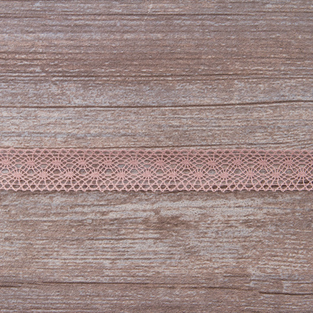Мерсеризованное хлопковое кружево, 20 мм, цвет пыльно-розовый. Арт 2020/W4