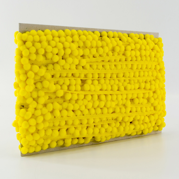 Тесьма с помпонами, диаметр 10 мм, цвет жёлтый. Арт PA-18-col.117