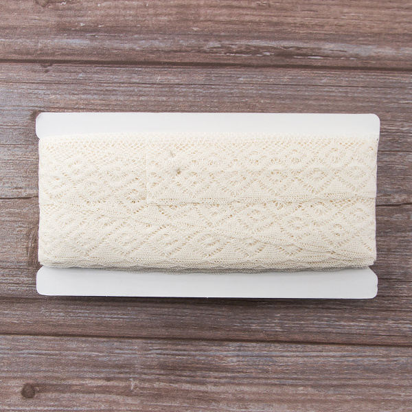 Мерсеризованное хлопковое кружево, 35 мм, цвет шампань. Арт 2046/72